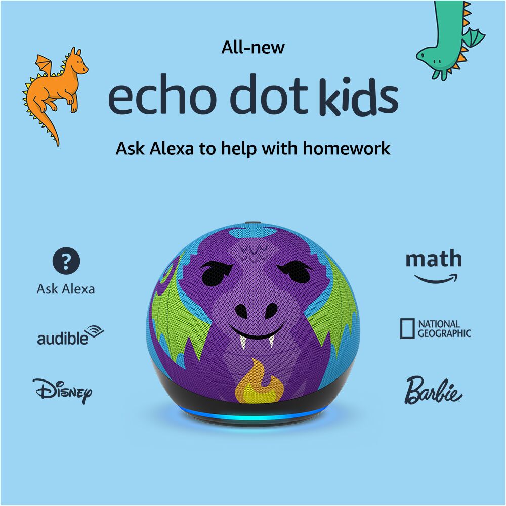 Amazon – Echo Dot Kids (5. generation, 2022-udgivelse) med Alexa – Fire Dragon