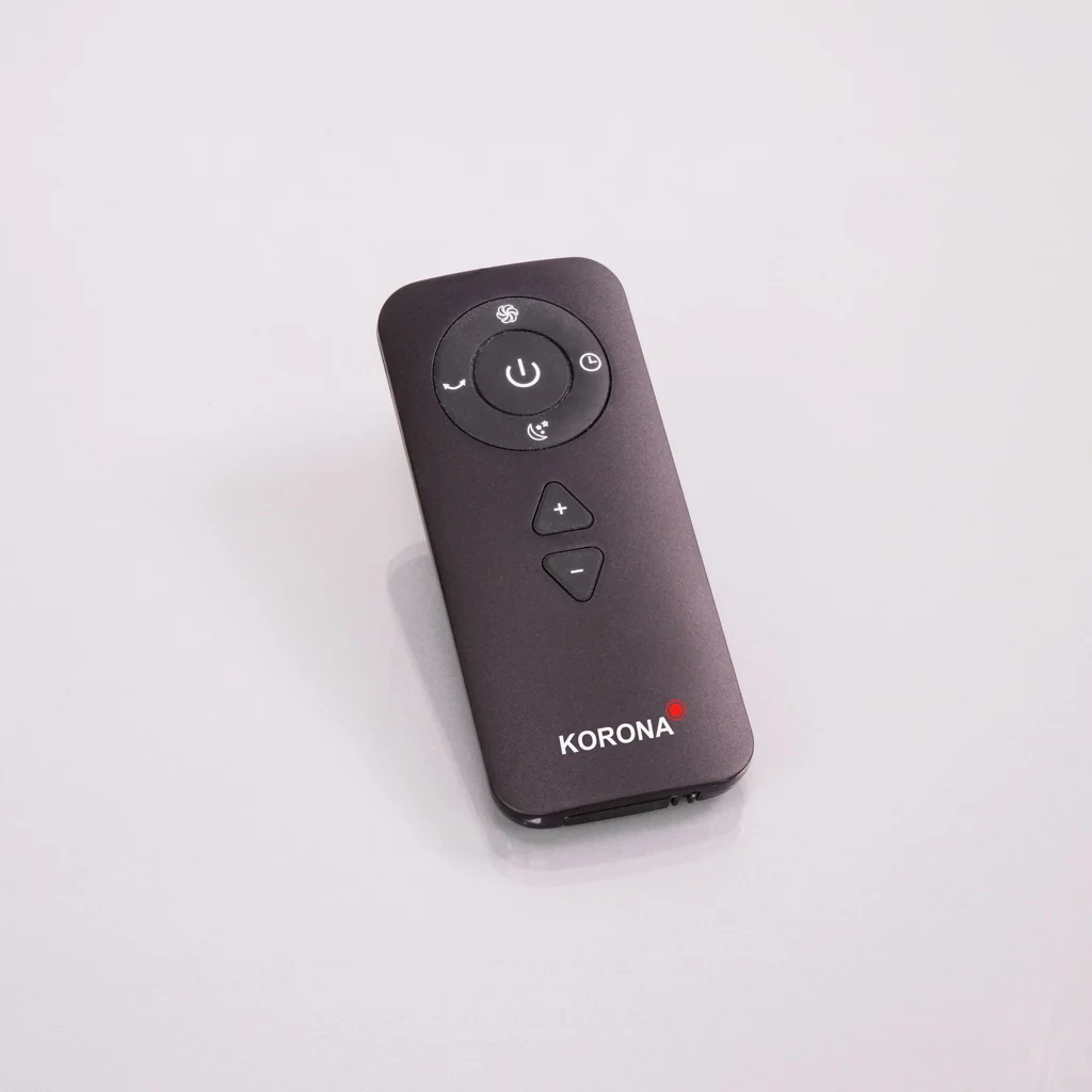 Korona 81008, 2025, blattloser Wand- und Tischventilator. 26 W. Silber und Weiß.