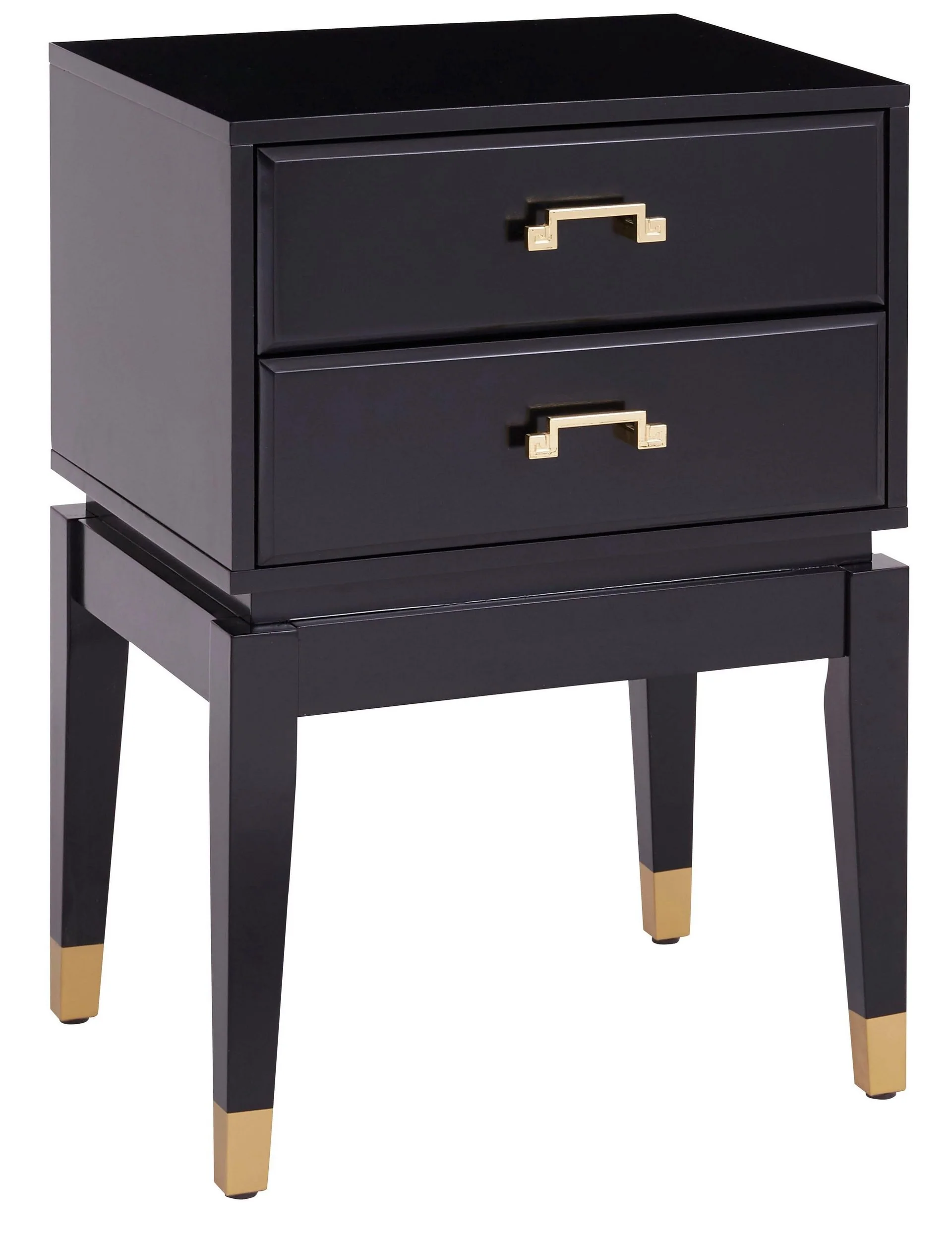 Borig sengebord med elegant design, sort, 45 cm bredt