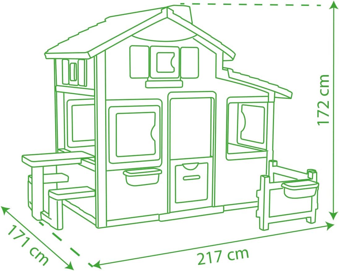 Smoby Life - Friends House EVO Spielhaus mit 2 Türen, 6 Fenstern und abnehmbarem Picknicktisch – Hergestellt aus recyceltem Material, UV-Schutz, für Kinder ab 3 Jahren (7600810208)