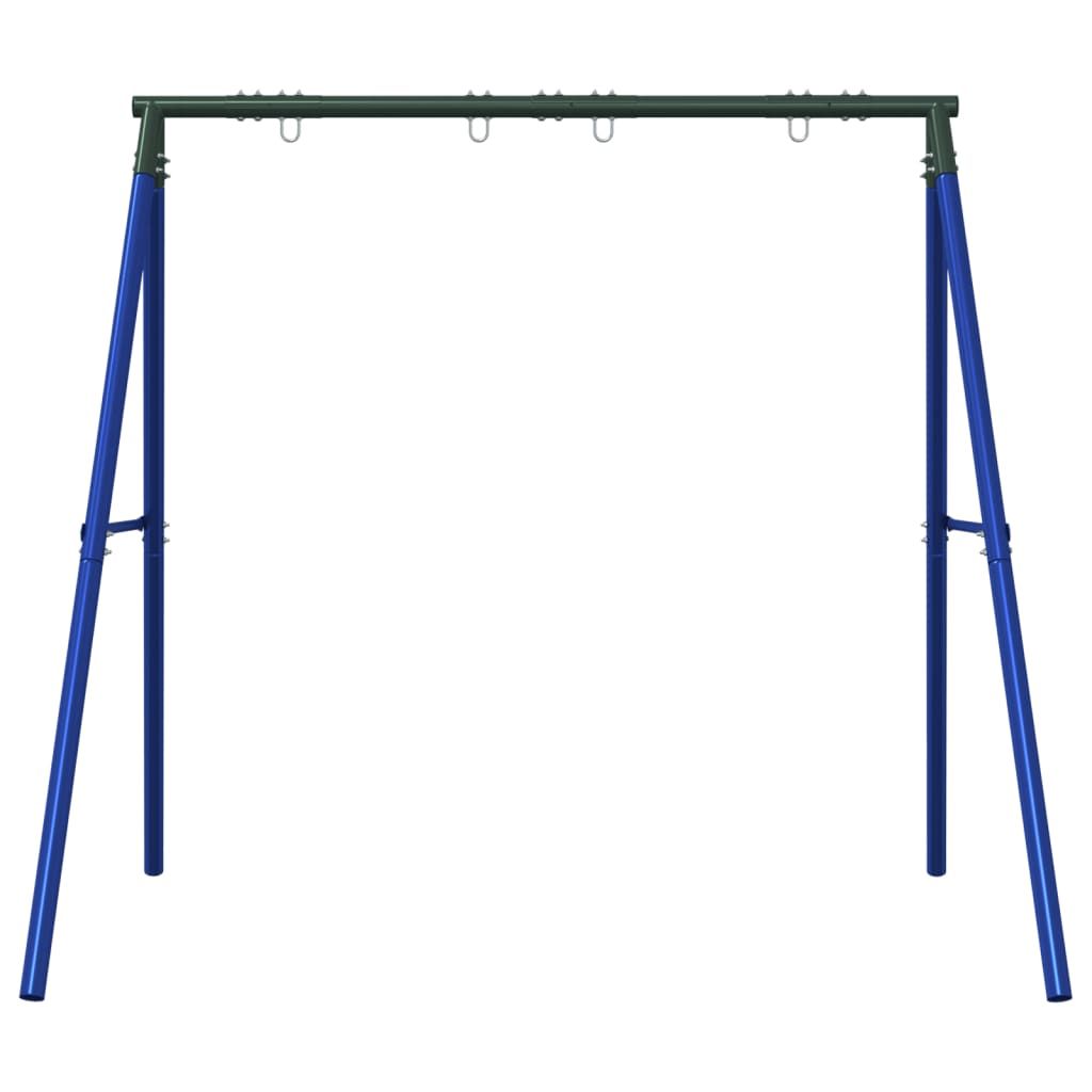 Vidaxl udendørs gyngestativ og 4 ophængningskroge, blåt stål