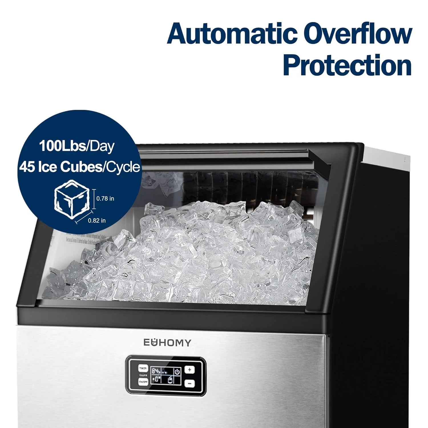 2025 EUHOMY Professionel Ismaskine. 45 kg/24 timer. Underskabsenhed i rustfrit stål
