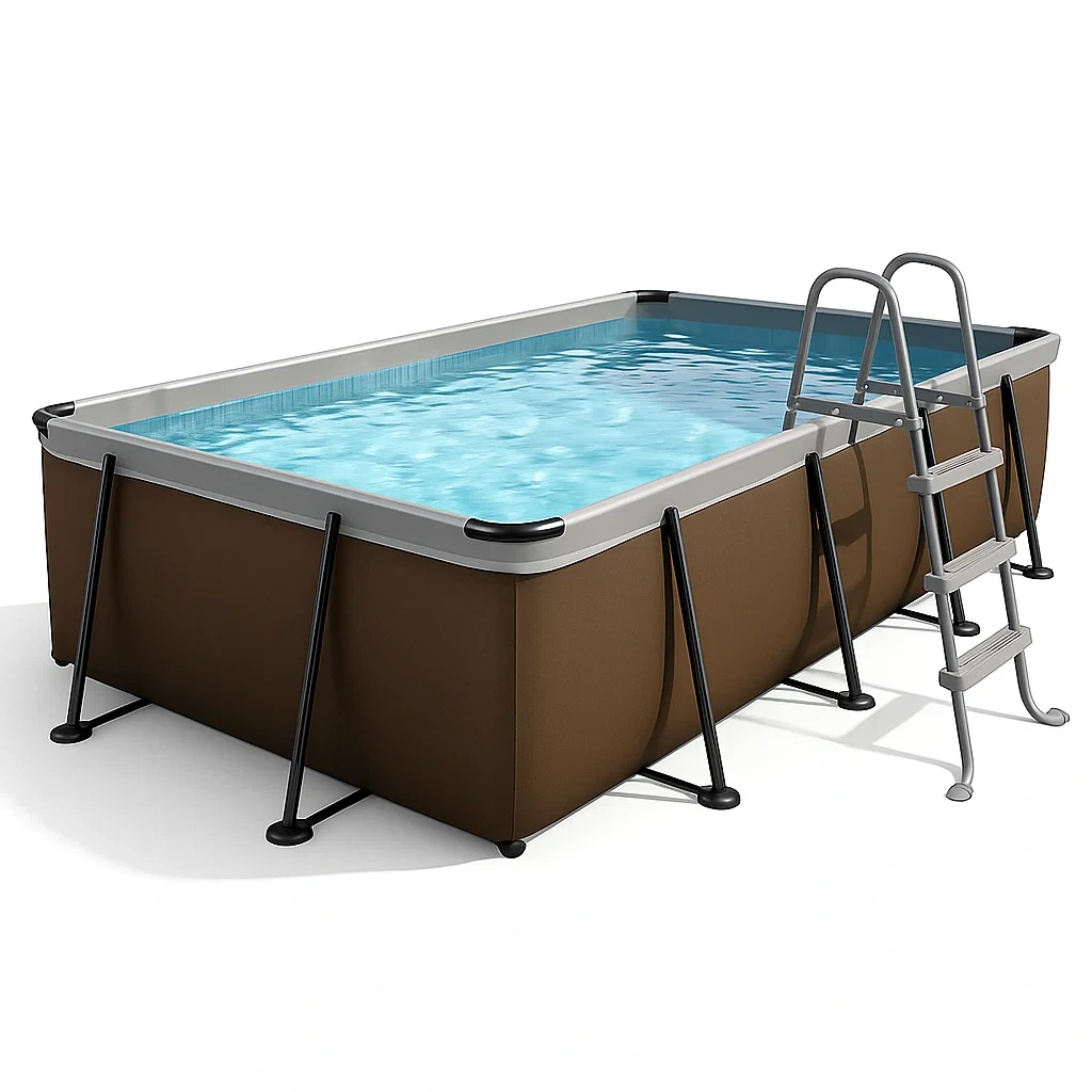 Piscine tubulaire rectangulaire 532 x 265 x 119 cm, marron/blanc, avec filtre et échelle gqHRmcQ191tA