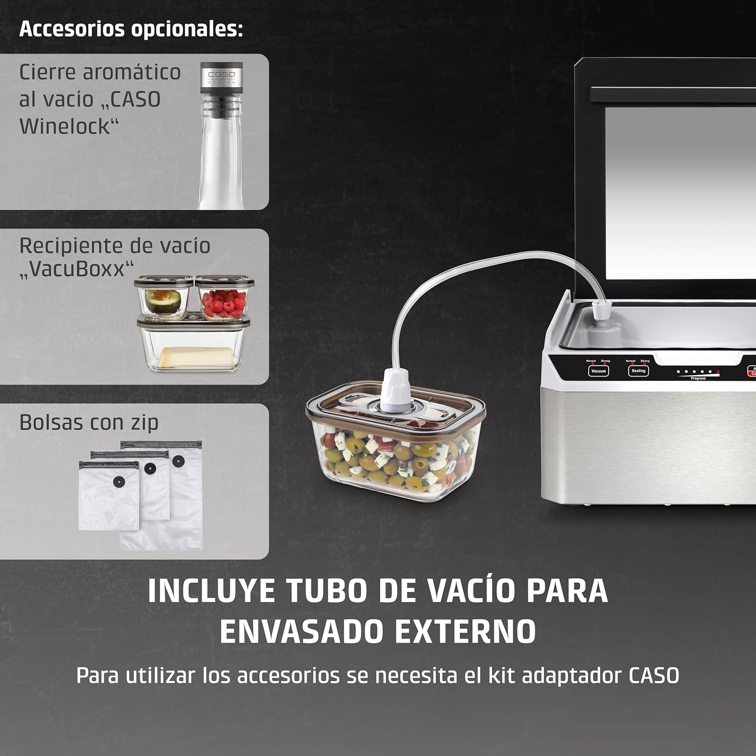 CASO VacuChef 40 – Professioneller Kompakt-Vakuumierer – Leistungsstarke Vakuumleistung von 70 l/min – 3-Liter-Kammer – Edelstahl