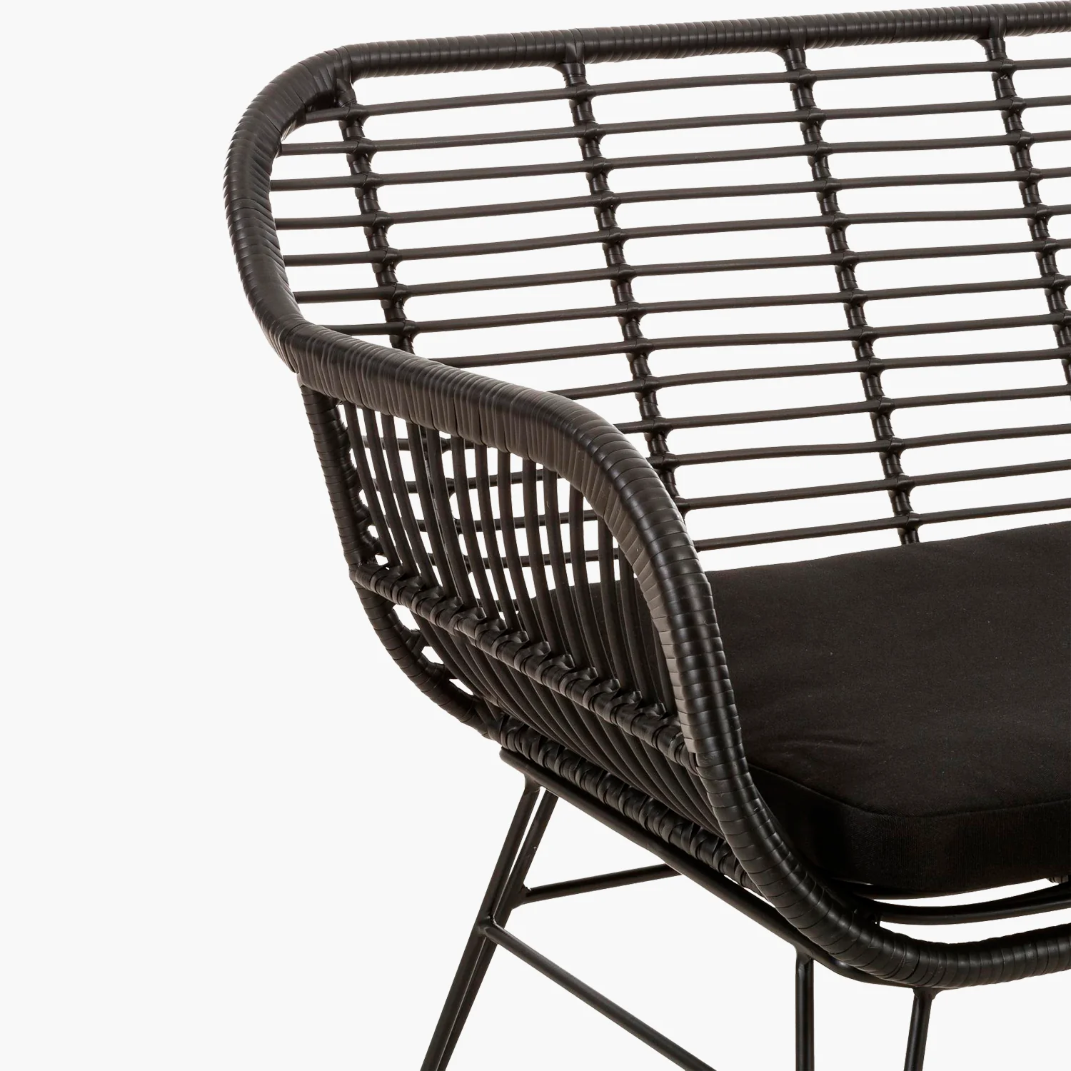 Banc en rotin synthétique noir Crète 2025