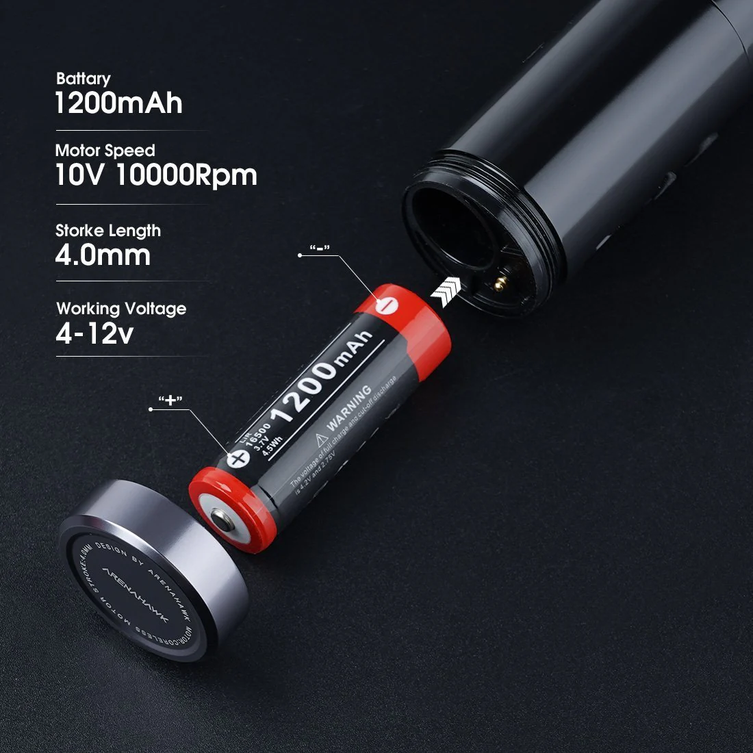 Machine à tatouer rotative sans fil Arenahawk A-Power avec course de 4,0 mm