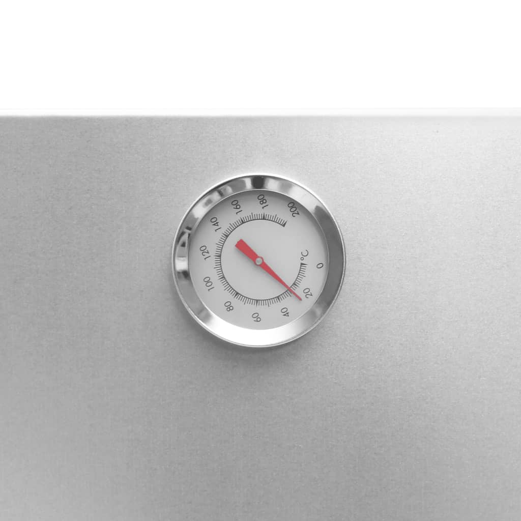 Smoker 2025 44,5 x 29 x 83 cm mit Tisch 40 x 28 x 44,5 cm verzinkt – Silberner Räucherschrank