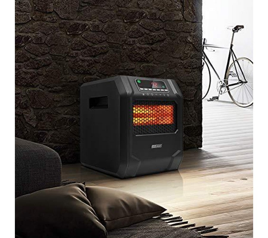 LIFE SMART Infrarot-Heizstrahler mit 6 Quarzheizelementen, LED-Digitalanzeige, Schnellheizfunktion mit Fernbedienung und Timer, Thermostatsystem mit Kipp- und Überhitzungsschutz für Zuhause