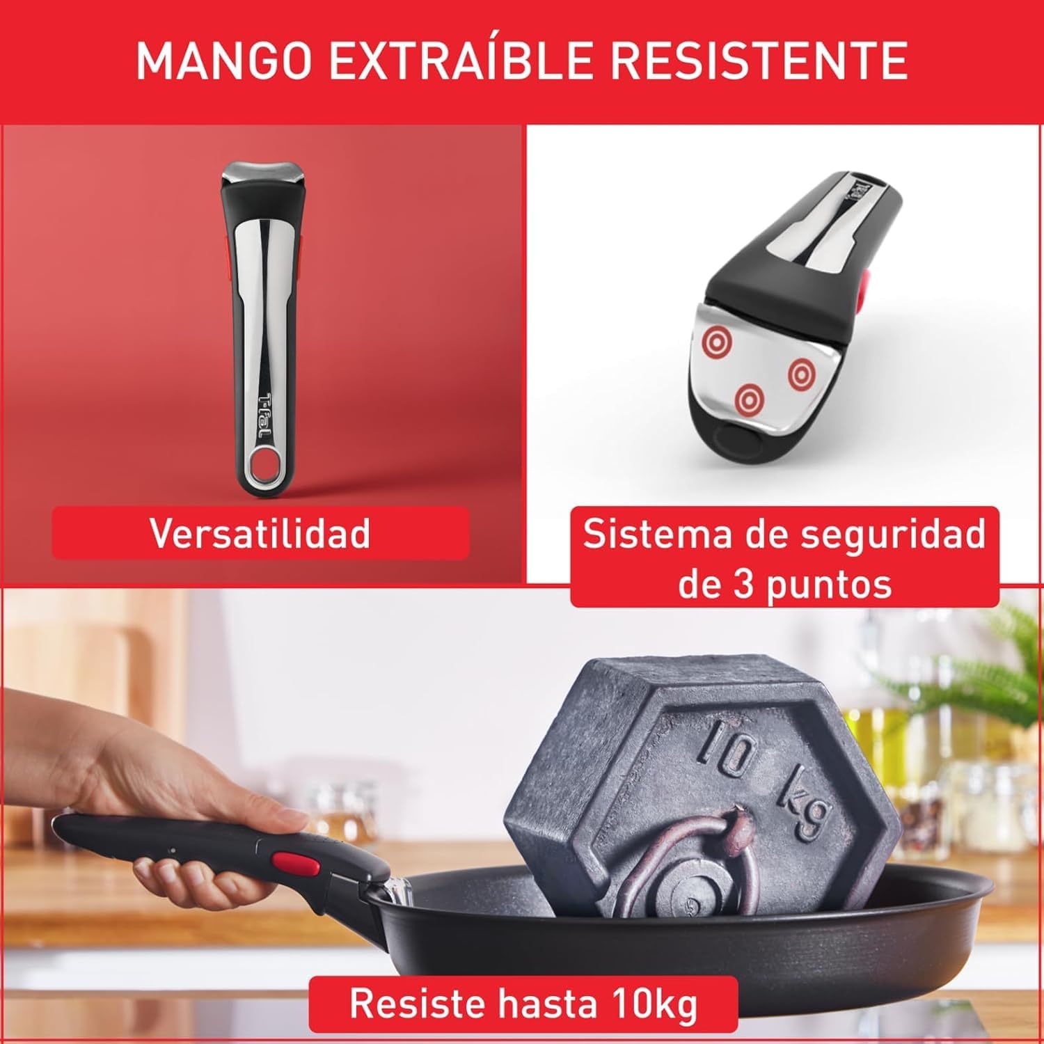 Tefal Ingenio Unlimited On – 3er-Set Töpfe (16/18/20 cm) + abnehmbarer Griff | Induktionsgeeignet, antihaftbeschichtet, mit Titanbeschichtung, Thermo-Signal, PFOA-frei, spülmaschinen- und ofenfest