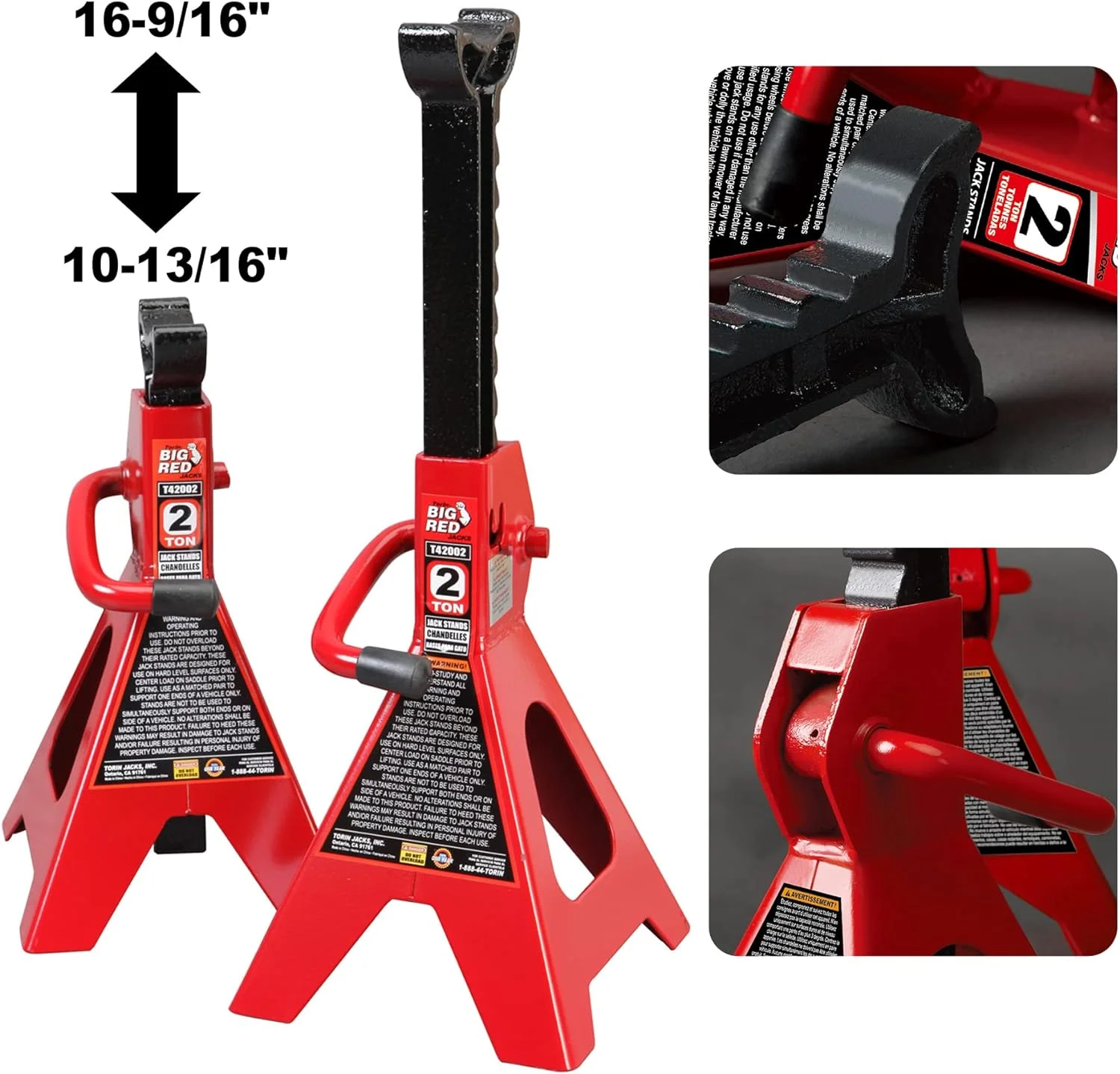 Cric hydraulique BIG RED de 2 tonnes avec 2 vérins et chariot roulant. Couleur rouge. Modèle W8200.