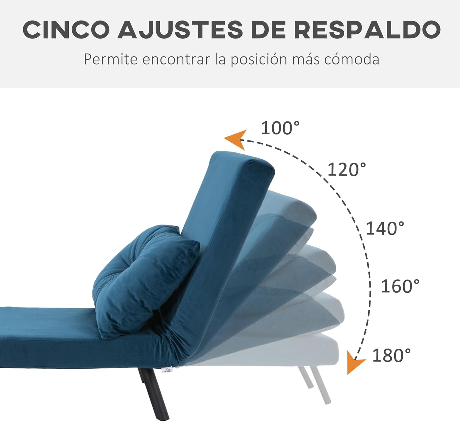 HOMCOM Schlafsofa, 2-Sitzer, Klappsofa, Samtbezug, 5-fach verstellbare Rückenlehne und gepolsterte Kissen, für Büro, Schlafzimmer, Wohnzimmer, 102 x 73 x 81 cm, Beige