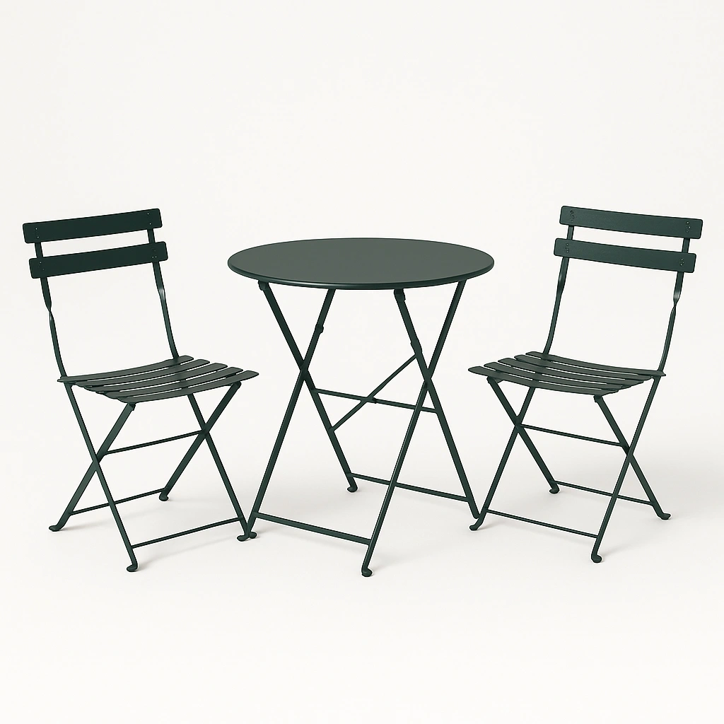 Ensemble table et chaises pliantes vertes avec structure en métal - UbiQpkU538YC