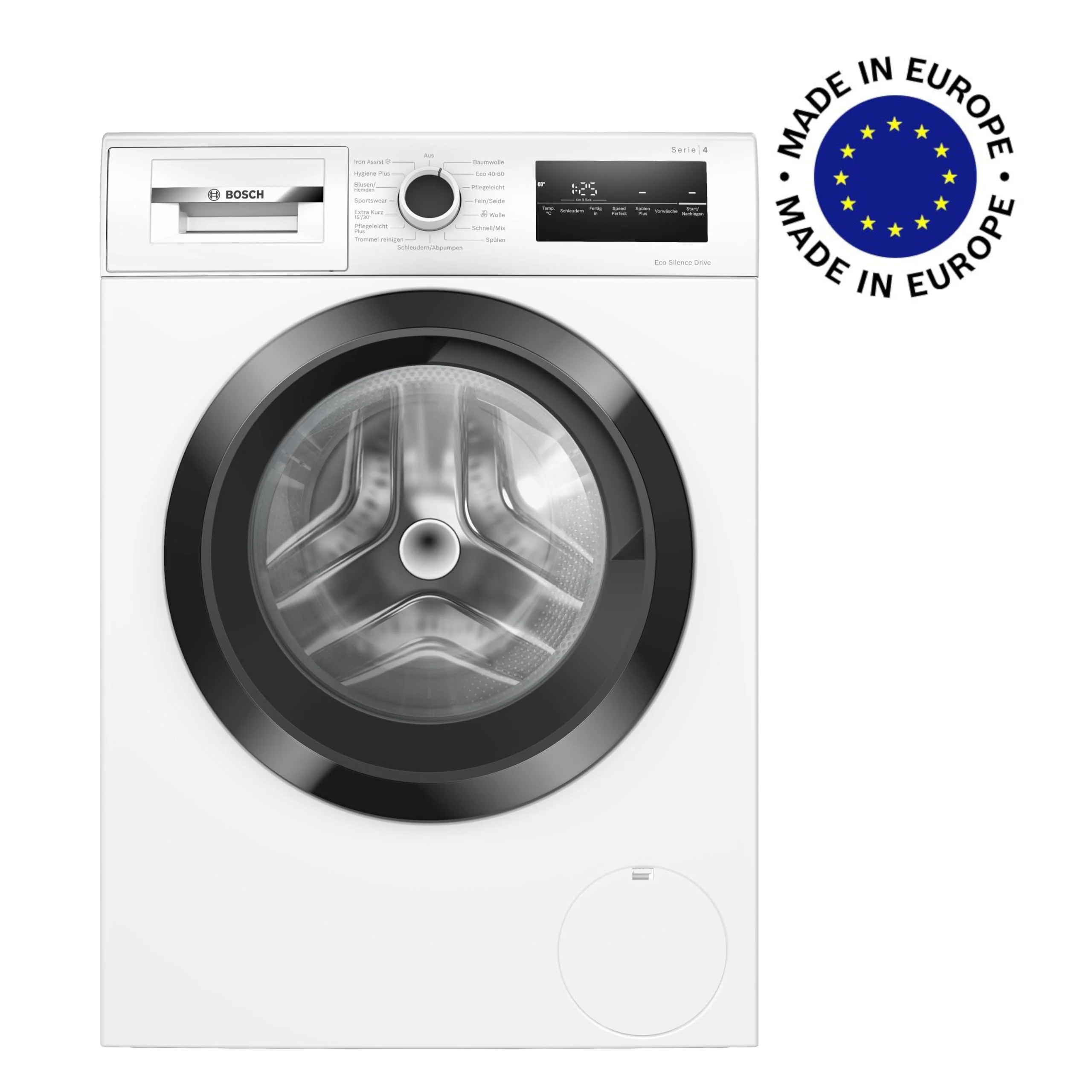 2025 Bosch WAN282K3. Serie 4. Vaskemaskine med frontbetjent betjening. 8 kg. 1400 o/min. SpeedPerfect. Maksimal energi- og vandbesparelse. Tilføj vasketøjsfunktion. Særdeles hygiejnisk. AquaStop. IronAssist