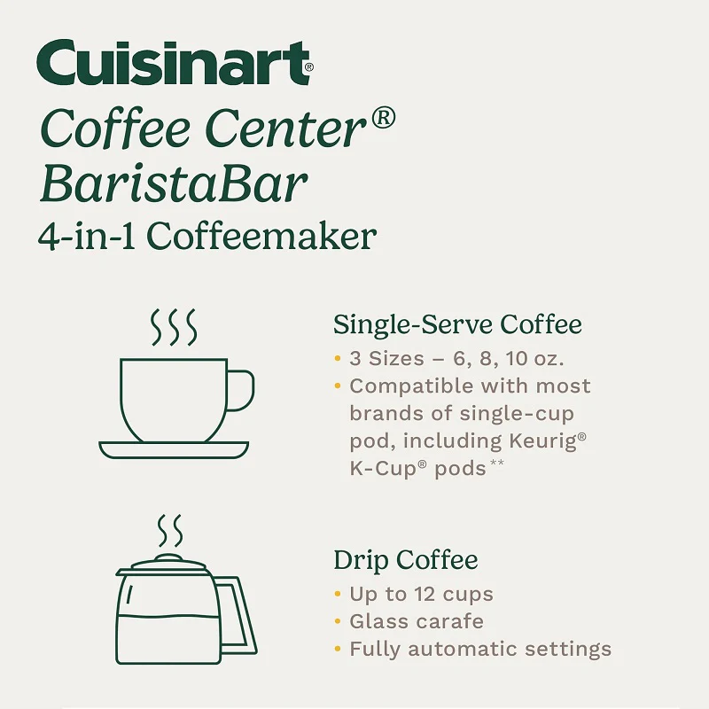 2025 Cuisinart Barista Bar 4-i-1 kaffemaskine