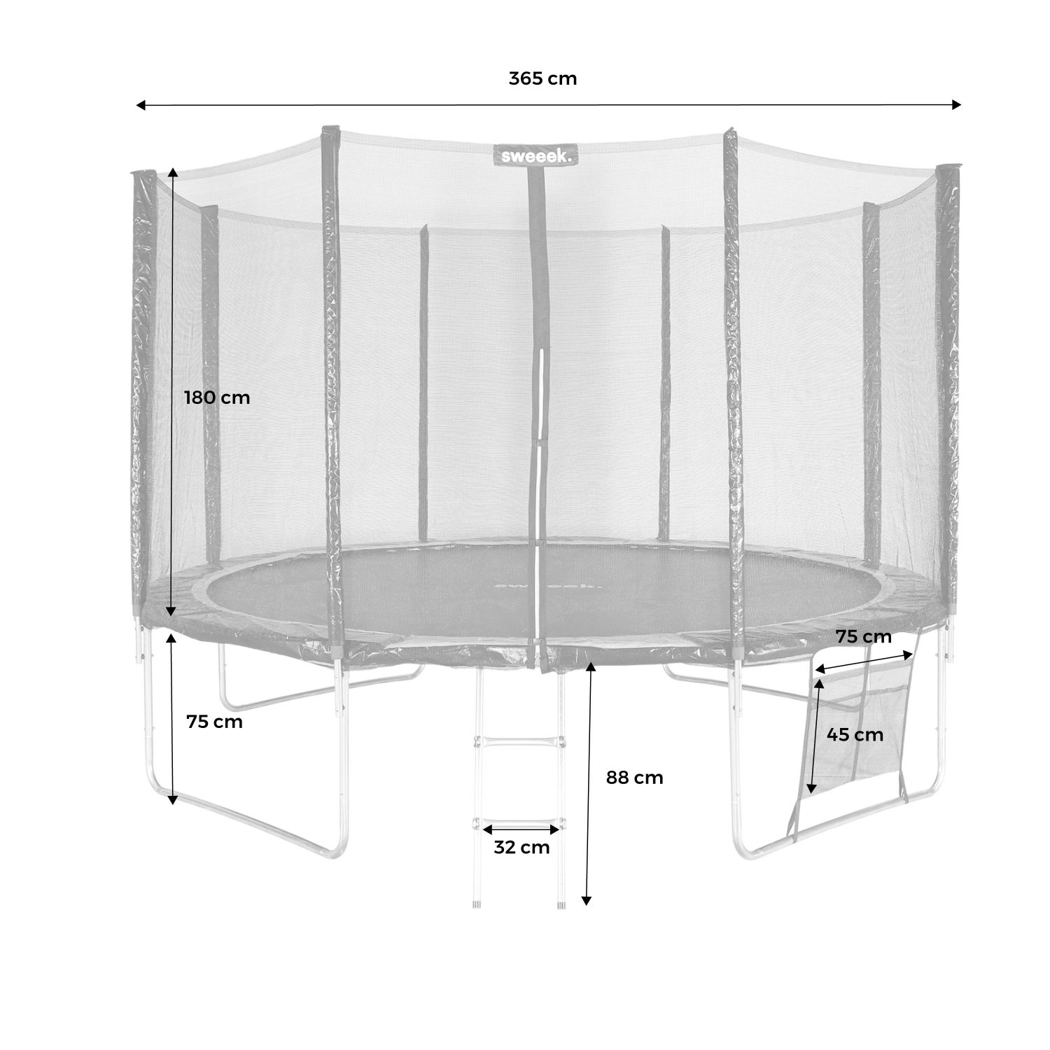 Trampolin mit Zubehörset, 370 cm, Grün