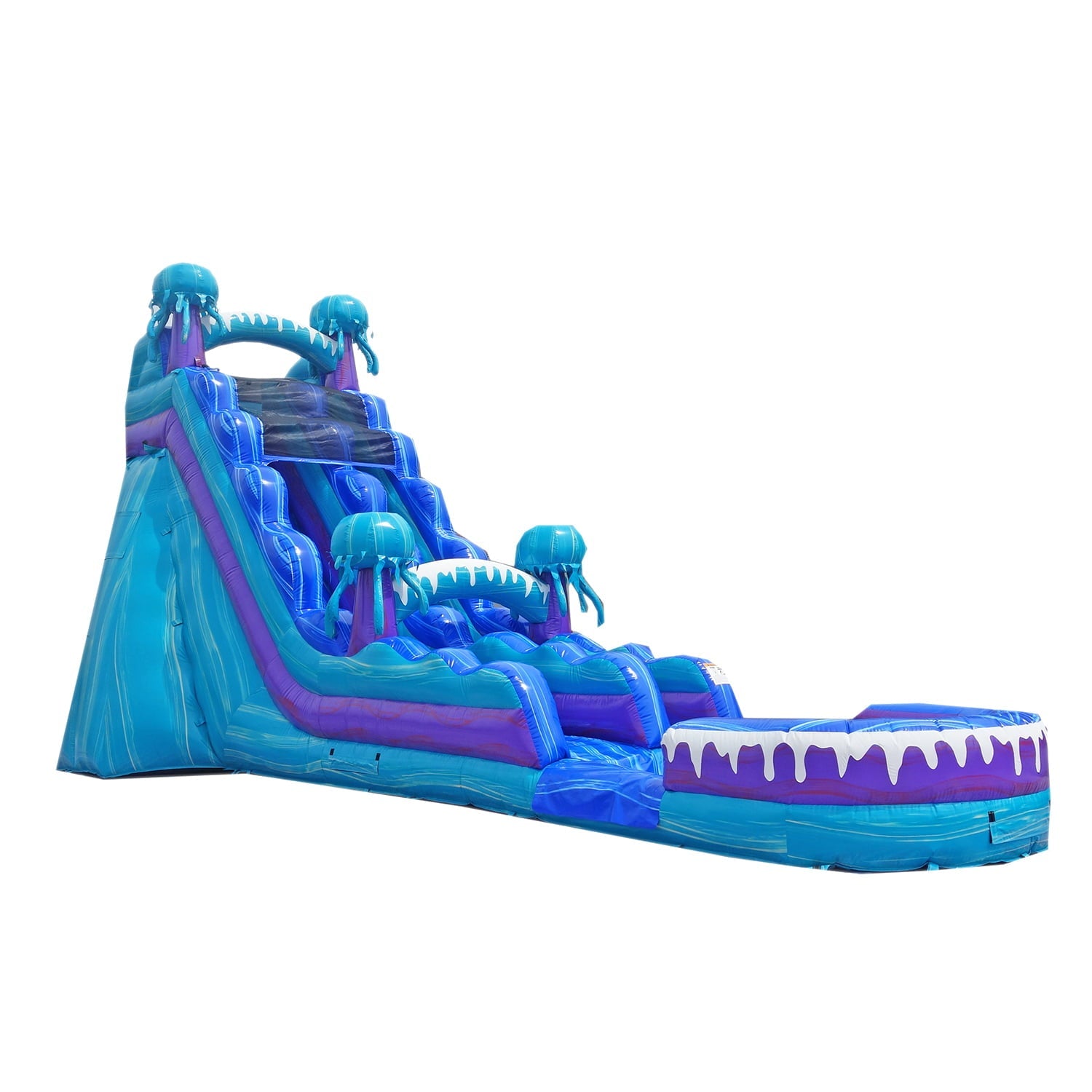 2025 JumpOrange Kommerciel Elektrisk Oppustelig Vandrutsjebane med Splash Pool | Til Voksne og Børn | Inkluderer Blæser, Pæle og Opbevaringspose | 5,7 meter Høj x 10,6 meter Lang x 4,5 meter Bred