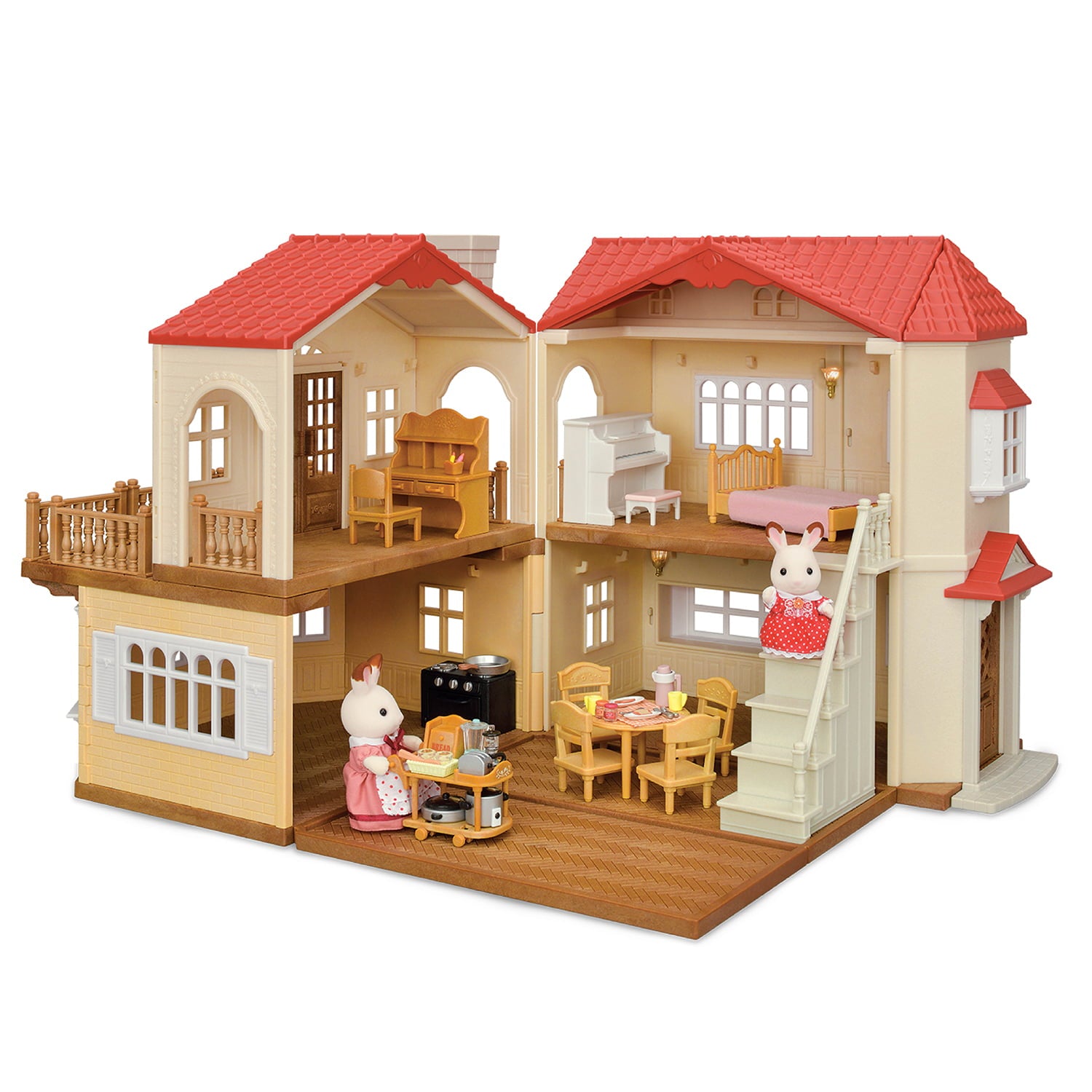 Calico Critters Red Roofed Cottage – Dukkehus med figurer, møbler og tilbehør