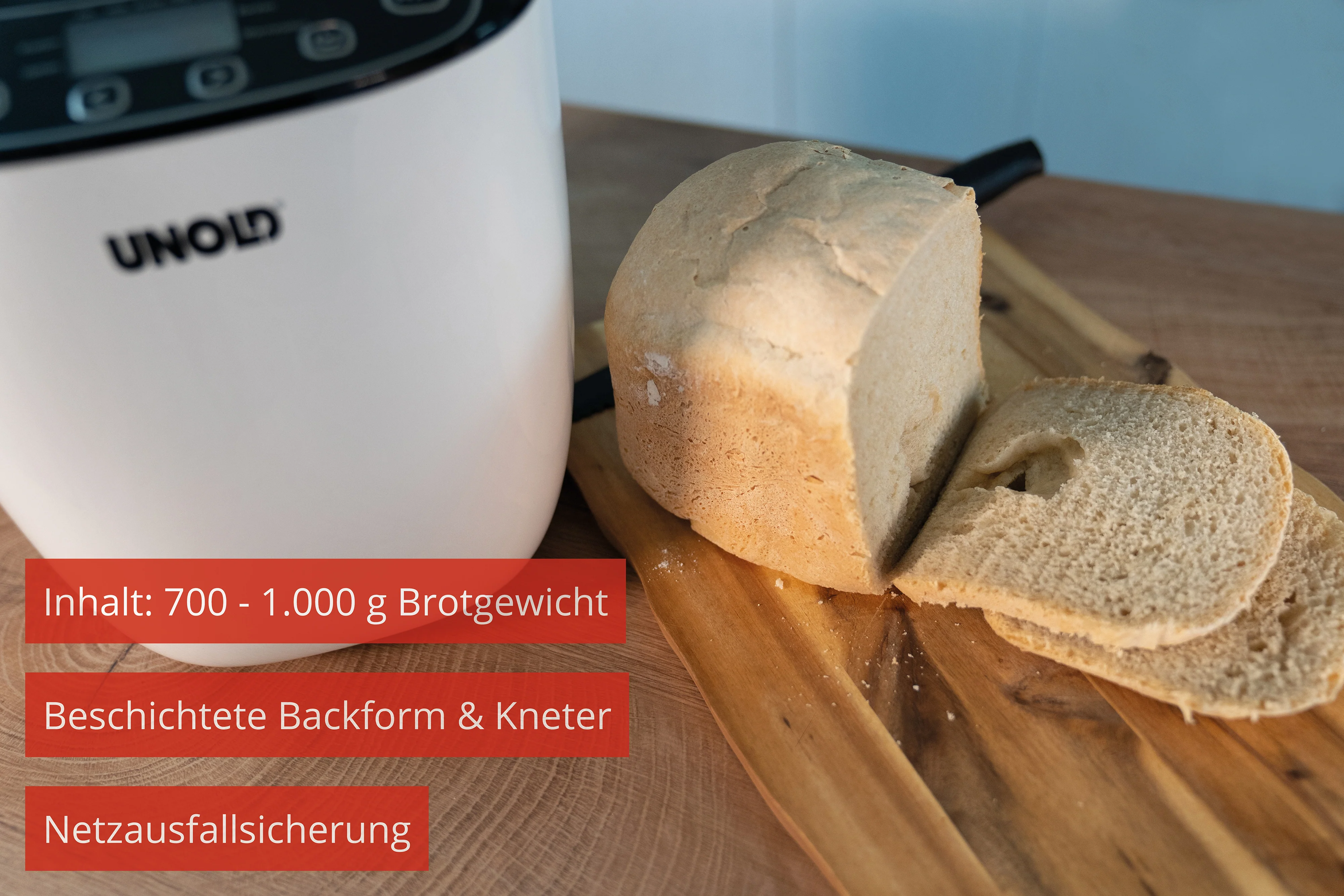 2025 Unold 68010 Backmeister® Design 550W brødmaskine med 12 programmer og 1000g kapacitet