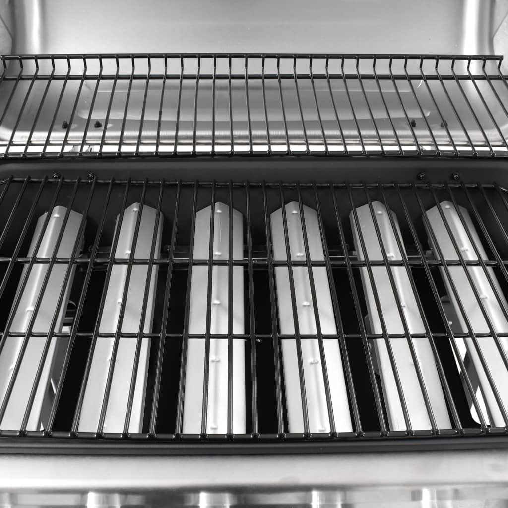 Barbecue à gaz 2025 à 6 brûleurs, noir et argent V0288