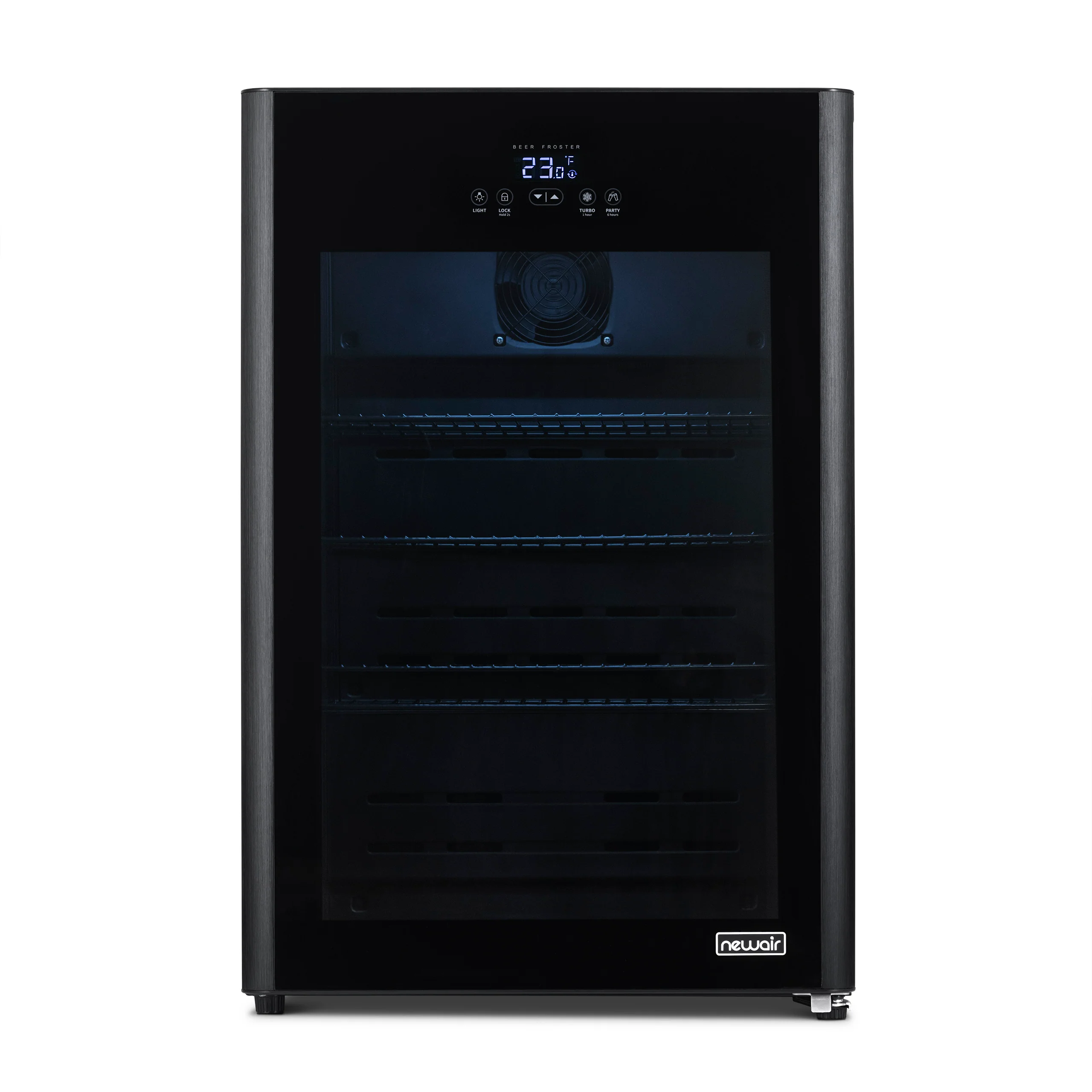 2025 Newair® Fritstående sort drikkevarekøleskab til 125 dåser med hurtigfrysfunktion – 22,1