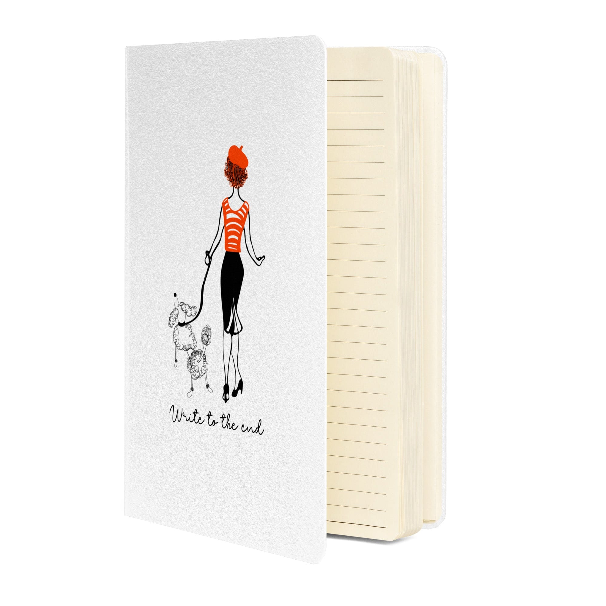 Write to the End Woman and French Poodle Hardcover Bound Journal