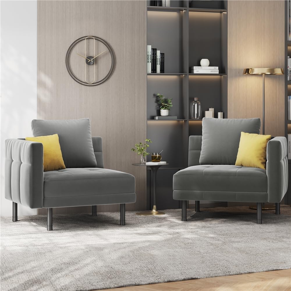 Yaheetech 2-personers fløjlssovesofa, konvertibel sofa 171x80x72cm med 4 puder, sofa med justerbare armlæn og ryglæn til stue, soveværelse og arbejdsværelse, grå