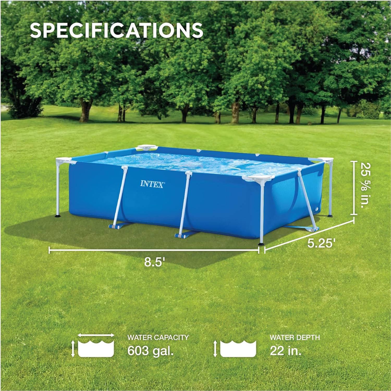 Intex 28271NP – Kleiner Rahmen-Aufstellpool 260 x 160 x 65 cm, 2.282 Liter, Blau