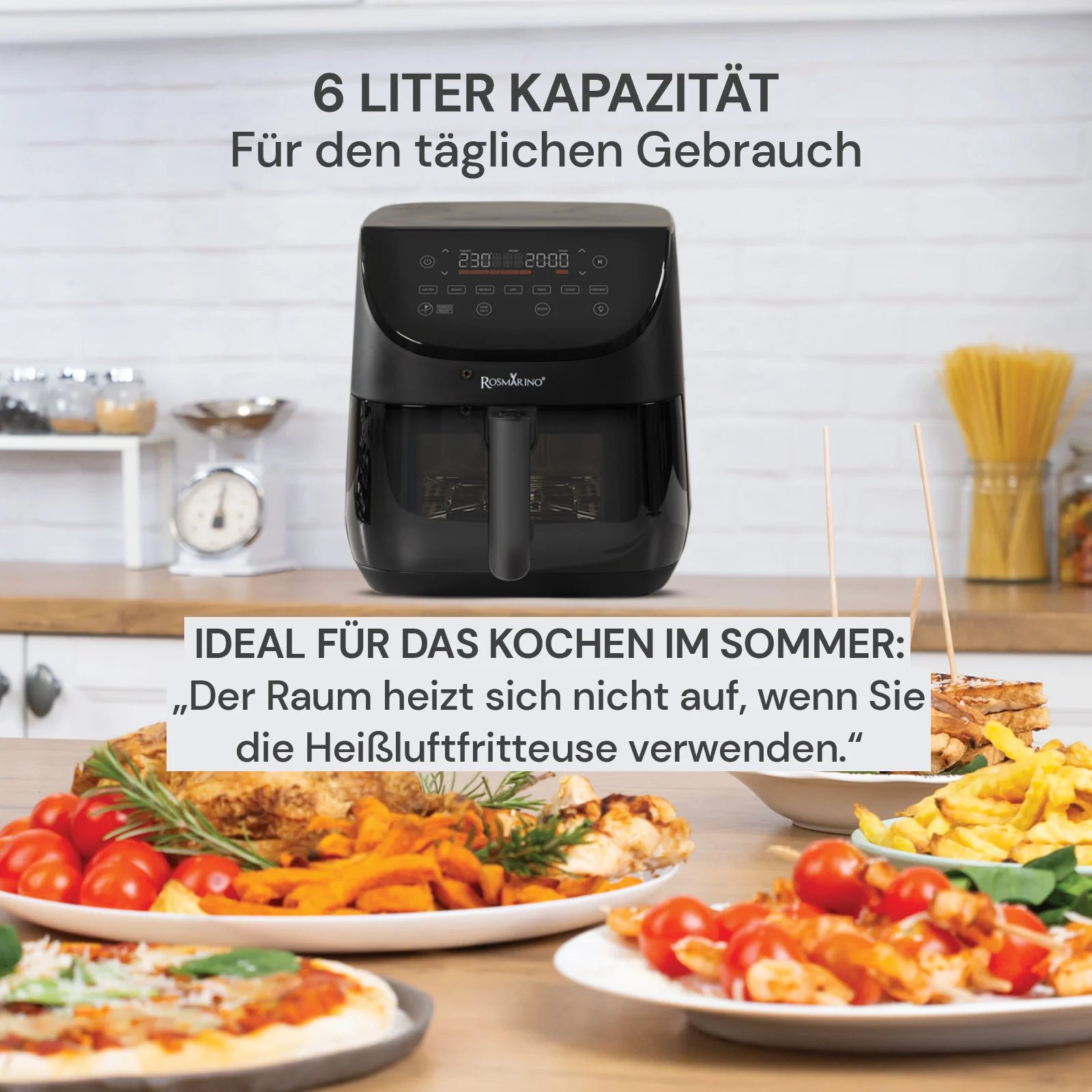 2025 Rosmarino TempSense Heißluftfritteuse – 6 L