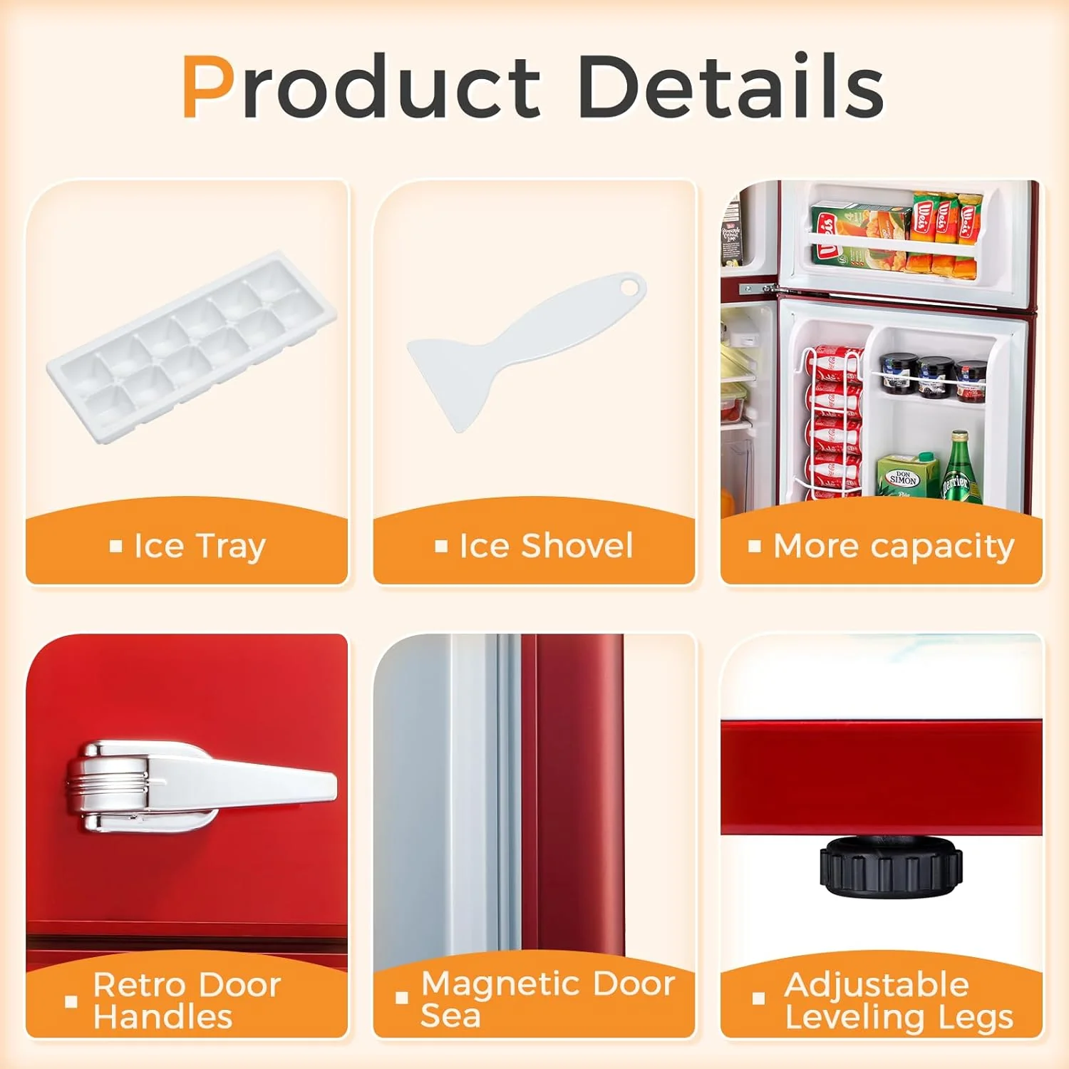 Kompaktkühlschrank Antarctic Star 2025 mit separatem Gefrierfach. Minikühlschrank mit Doppeltür. Verstellbare und herausnehmbare Ablagen. Retro-Design in Edelstahl. Für Wohnzimmer, Küche, Schlafzimmer oder Büro. 90 Liter Nutzinhalt. Farbe: Grün.