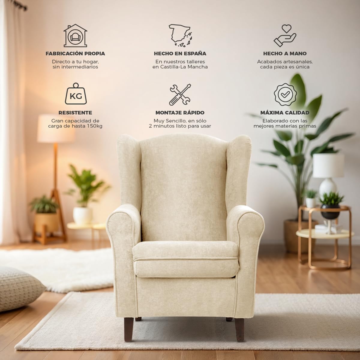 SUENOSZZZ-REST SPECIALISTS SUENOS ZZZ - Irene Sessel, Ohrensessel mit Stillfunktion, bezogen mit fleckenabweisendem braunem Stoff, Sessel für Schlafzimmer, Wohnzimmer oder Babyzimmer