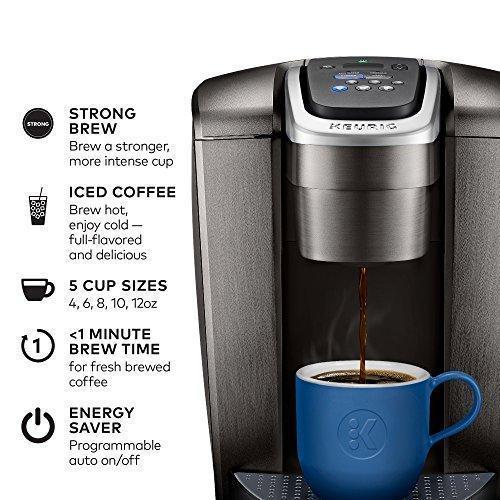 Keurig K-Elite Einzelportions-Kaffeemaschine mit K-Cup-Kapseln, Kapazität für Eiskaffee, Oberfläche in gebürstetem Schiefer-Look