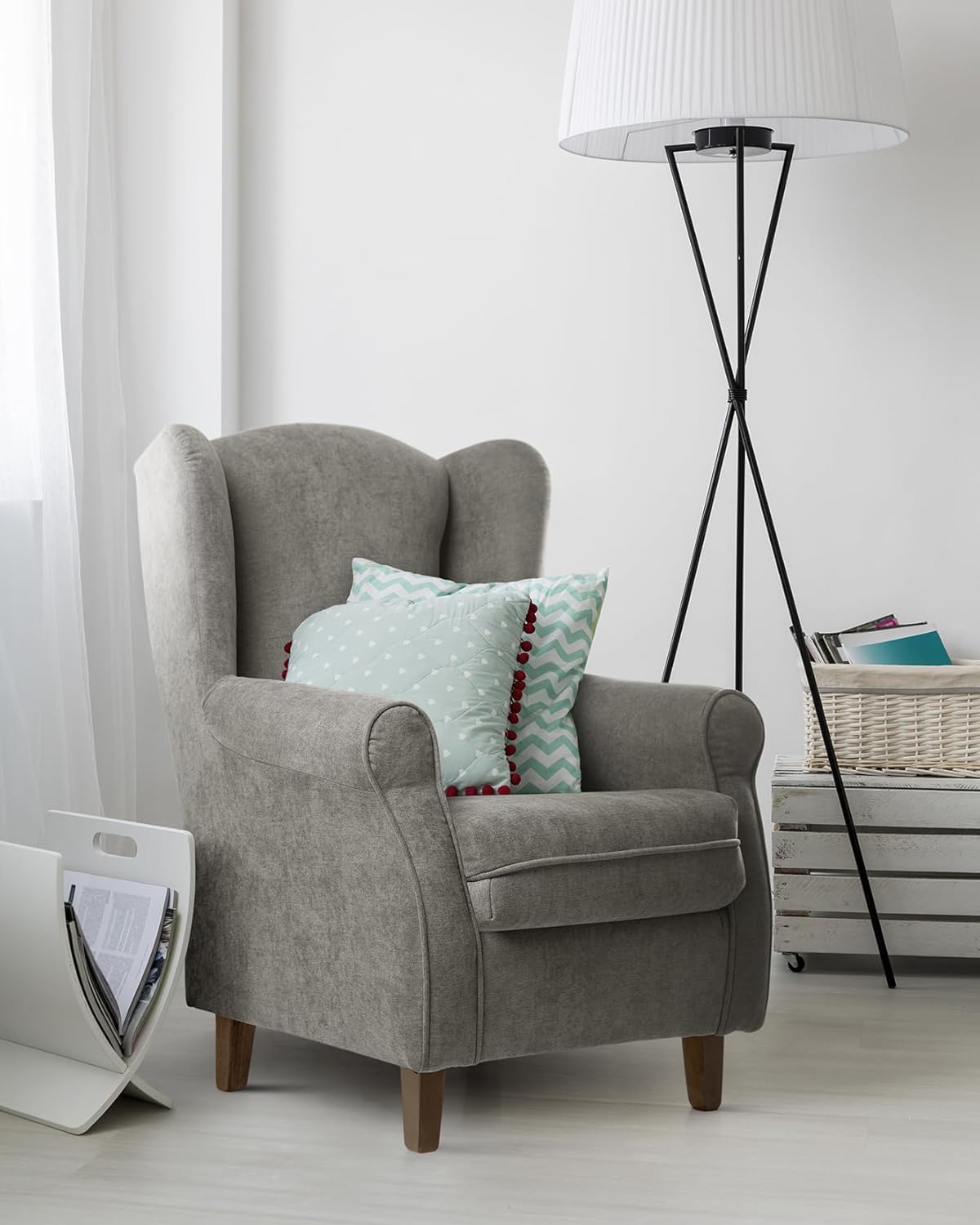 SUENOSZZZ-REST SPECIALISTS SUENOS ZZZ - Irene Sessel, Ohrensessel mit Stillfunktion, bezogen mit fleckenabweisendem braunem Stoff, Sessel für Schlafzimmer, Wohnzimmer oder Babyzimmer