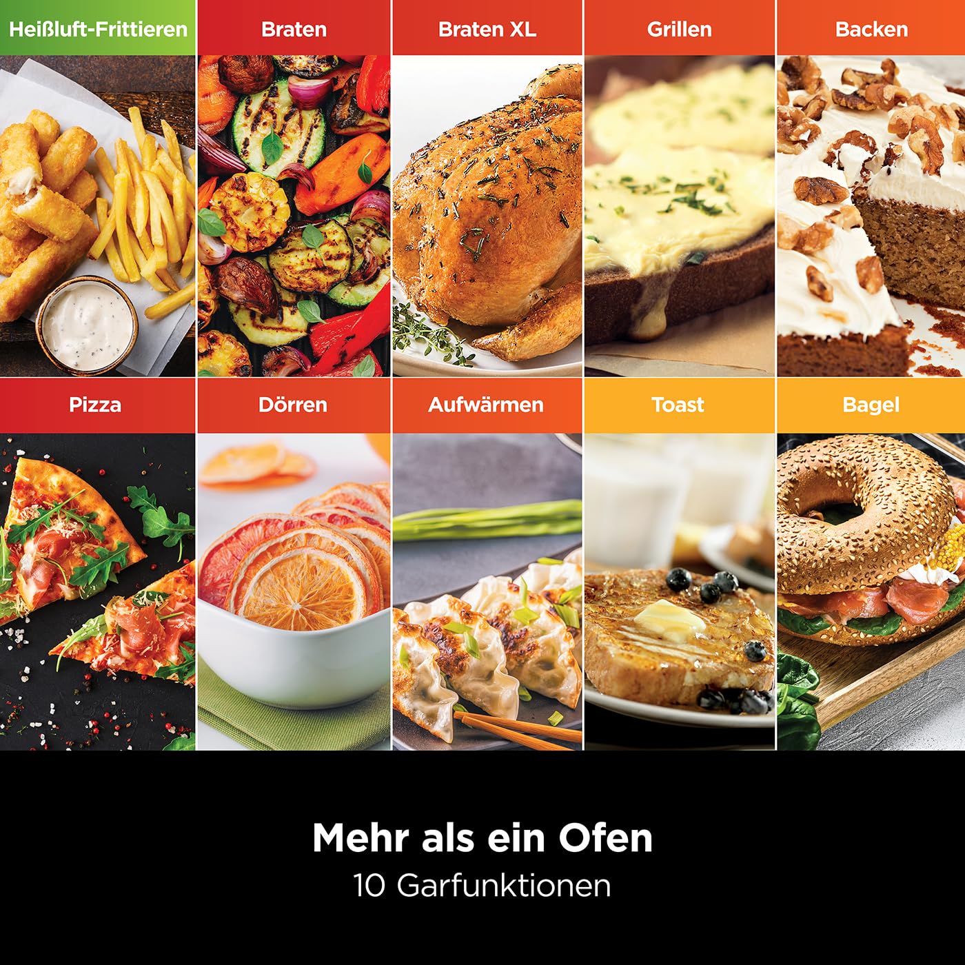 Ninja Foodi 10-in-1 Multifunktionsbackofen (Modelljahr 2025). Tragbarer Mini-Tischbackofen. Vielseitiger Backofen mit 10 Kochfunktionen: Heißluftfrittieren, Braten, Grillen, Backen und mehr. Silber/Schwarz DT200EU