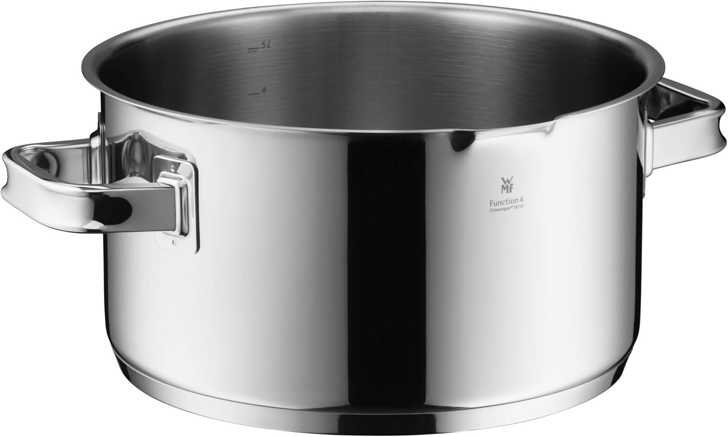 WMF Function 4-5-teiliges Kochgeschirr-Set, Edelstahl, induktionsgeeignet, 1 niedriger Topf (20 cm), 3 hohe Töpfe (16 cm, 20 cm und 24 cm) mit Deckel, 1 Topf (16 cm)