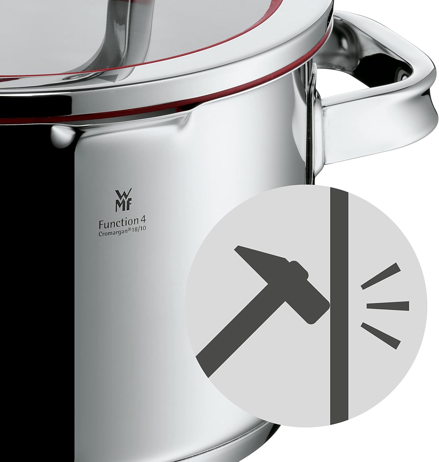 WMF Function 4-5-teiliges Kochgeschirr-Set, Edelstahl, induktionsgeeignet, 1 niedriger Topf (20 cm), 3 hohe Töpfe (16 cm, 20 cm und 24 cm) mit Deckel, 1 Topf (16 cm)