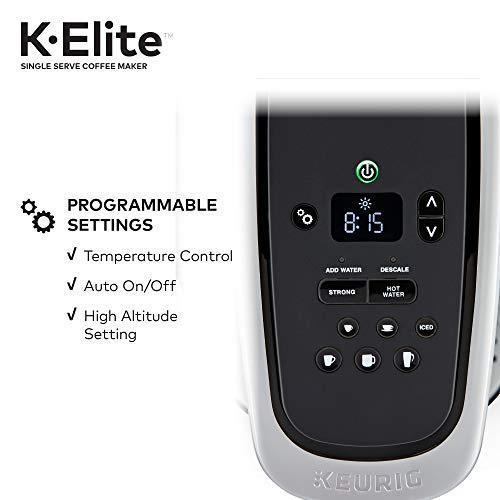 Keurig K-Elite Einzelportions-Kaffeemaschine mit K-Cup-Kapseln, Kapazität für Eiskaffee, Oberfläche in gebürstetem Schiefer-Look