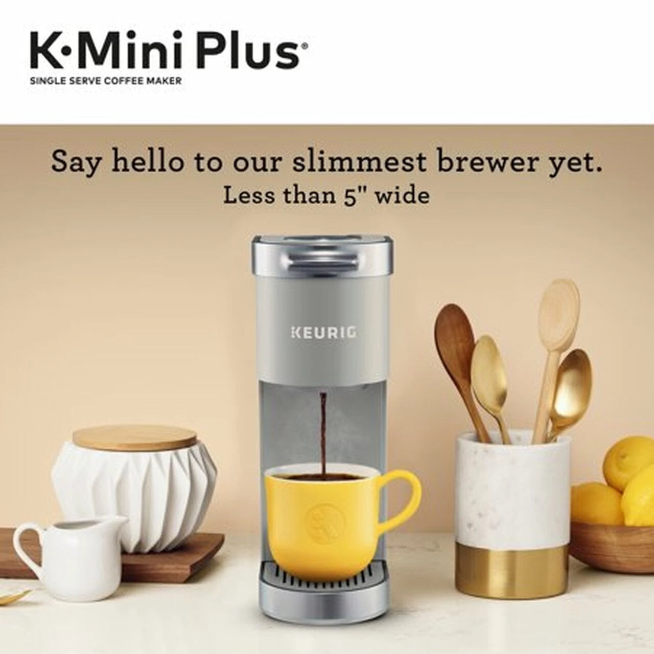 Keurig K-Mini Plus Einzelportions-Kaffeemaschine, K-Cup-Kapseln, Studiograu
