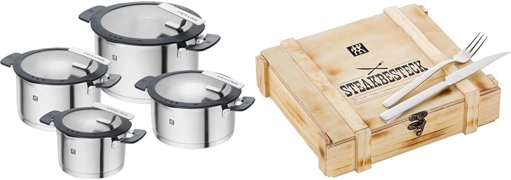 ZWILLING SIMPLIFY 66870-005-0 Topfset, Edelstahl, 5-teilig. Edelstahl, Silber/Schwarz