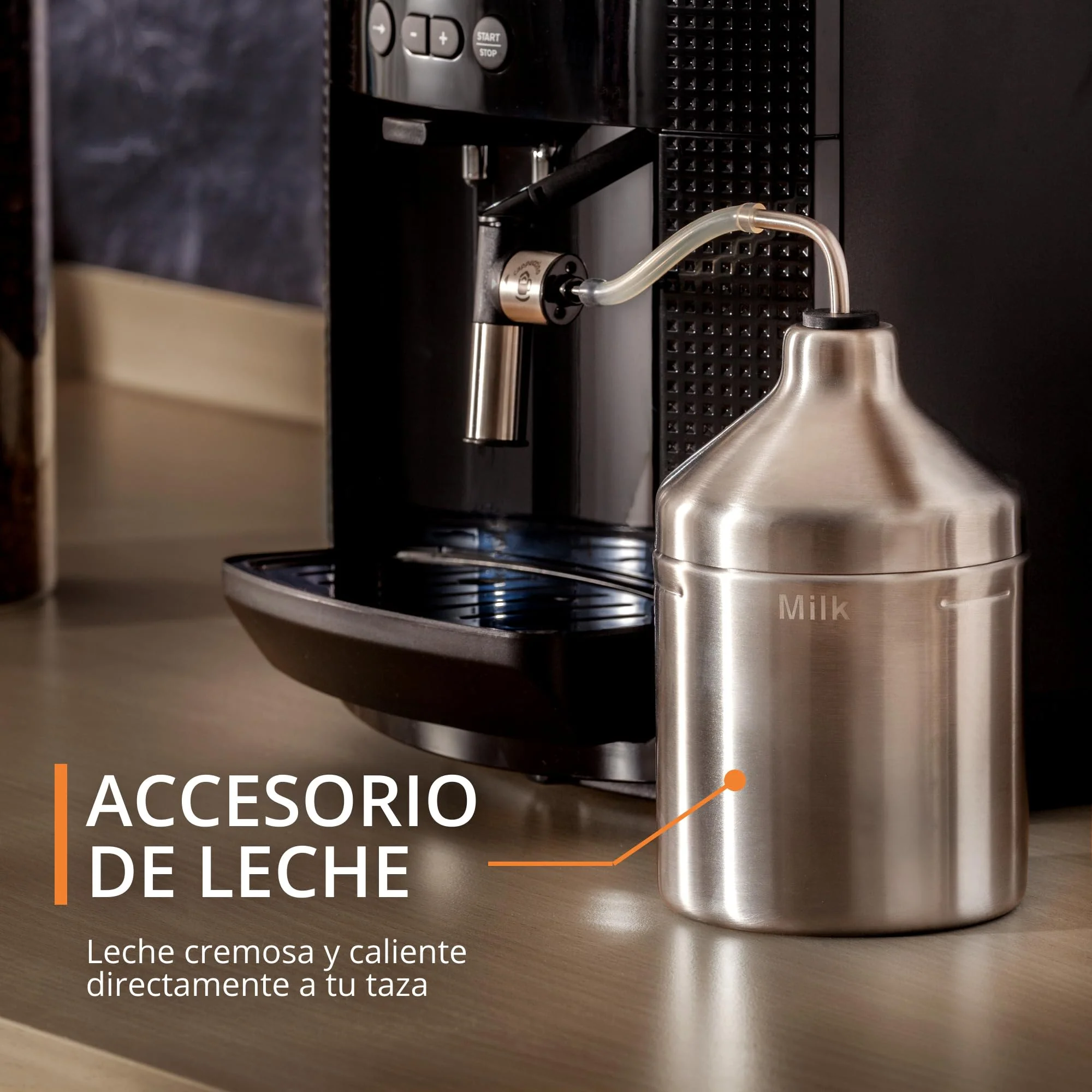 Krups Essential 2025 - Máquina de Café Superautomática. Pressão de 15 bar. Moedor cônico de metal. Com quantidade e intensidade de café selecionáveis. 1,7 L. 1 xícara. Aço inoxidável. Visor LCD + compartimento para leite.