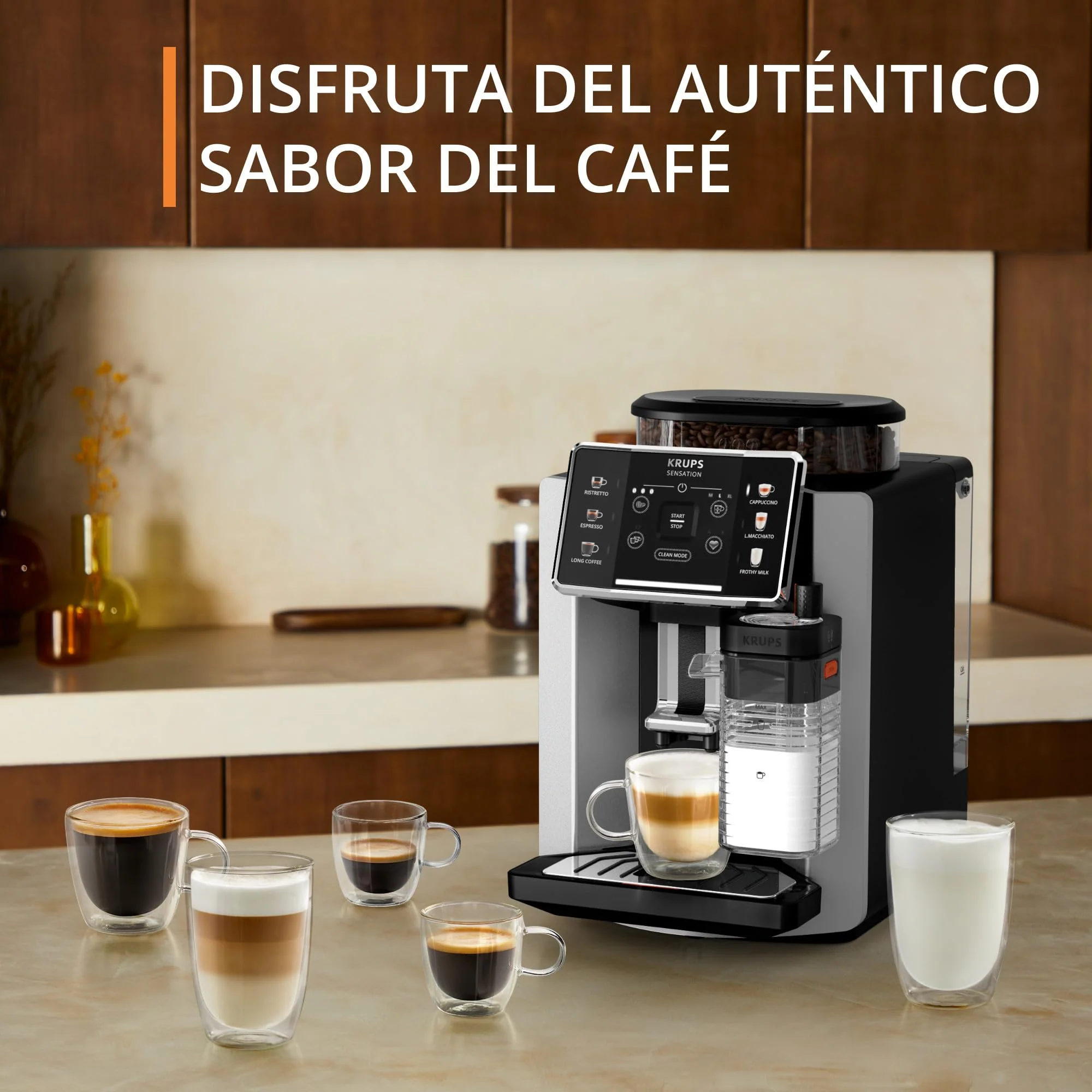 Krups Essential 2025 - Máquina de Café Superautomática. Pressão de 15 bar. Moedor cônico de metal. Com quantidade e intensidade de café selecionáveis. 1,7 L. 1 xícara. Aço inoxidável. Visor LCD + compartimento para leite.
