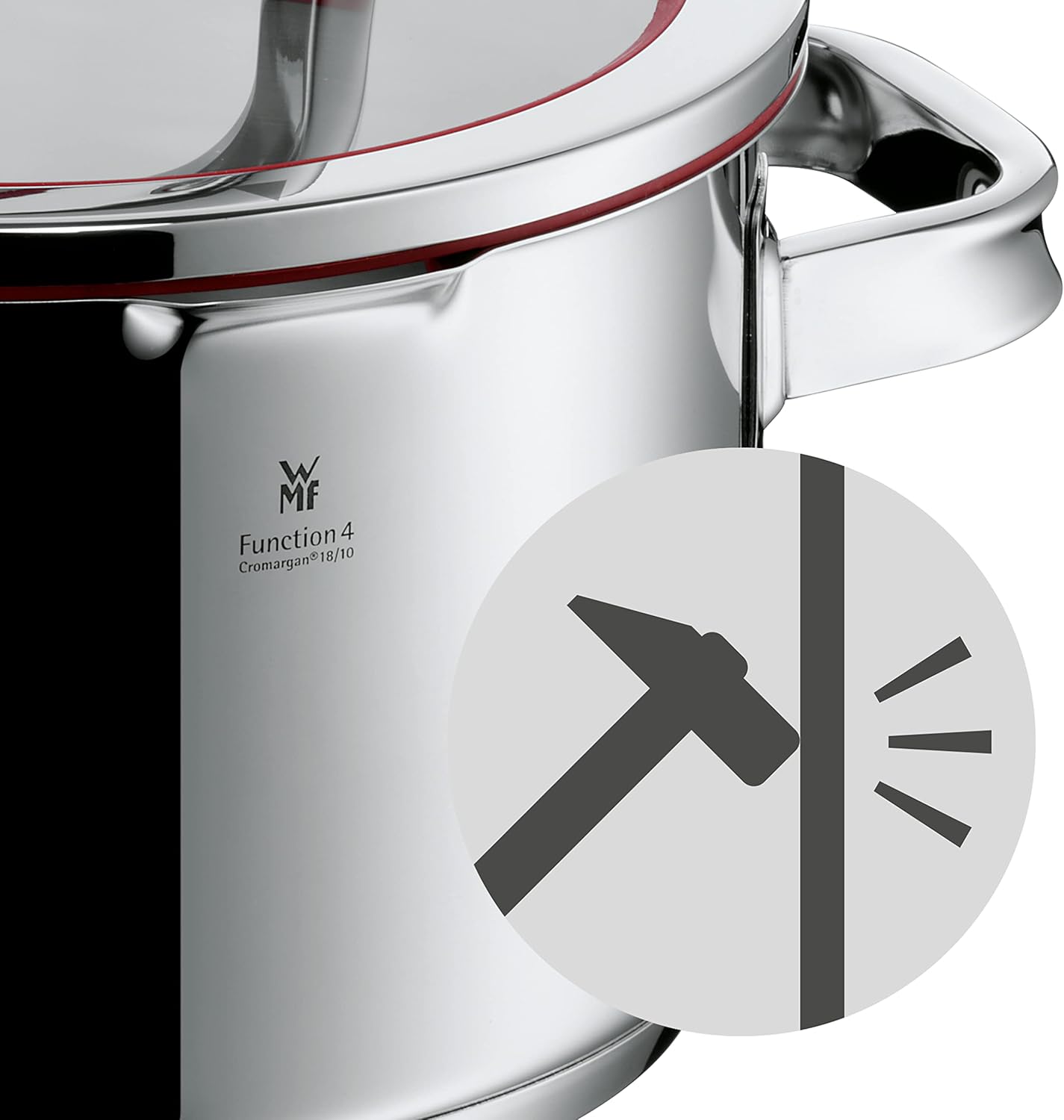 WMF Function 4-5-teiliges Kochgeschirr-Set, Edelstahl, induktionsgeeignet, 1 niedriger Topf (20 cm), 3 hohe Töpfe (16 cm, 20 cm und 24 cm) mit Deckel, 1 Topf (16 cm)